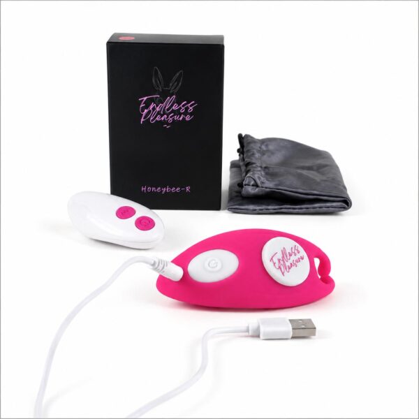 Pink Remote Control Clit Stimulator with box, remote and charger