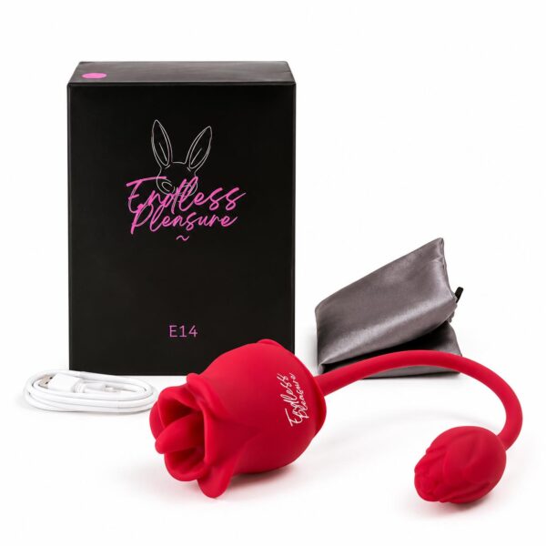 Rose 2 in 1 Licking and Thrusting Vibrator with Box