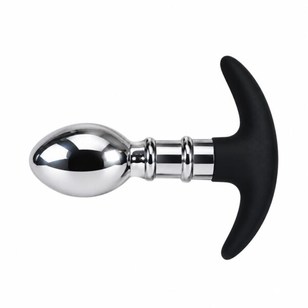 Silver Stainless Steel Butt Plug with Silicone Base