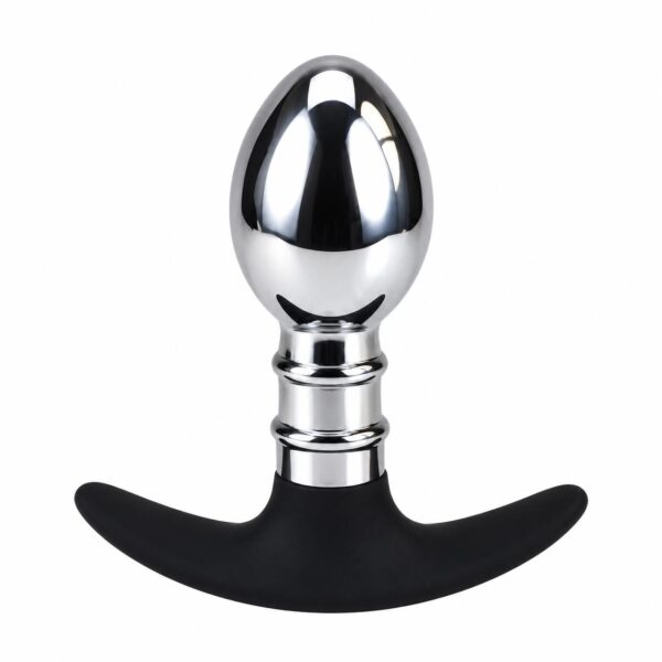 Silver Stainless Steel Butt Plug with Silicone Base