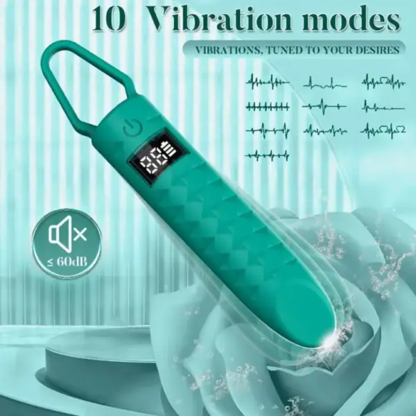 10-Mode Silicone Bullet Vibrator with Digital Display Blue 4