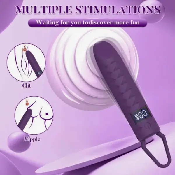 10-Mode Silicone Bullet Vibrator with Digital Display Purple1