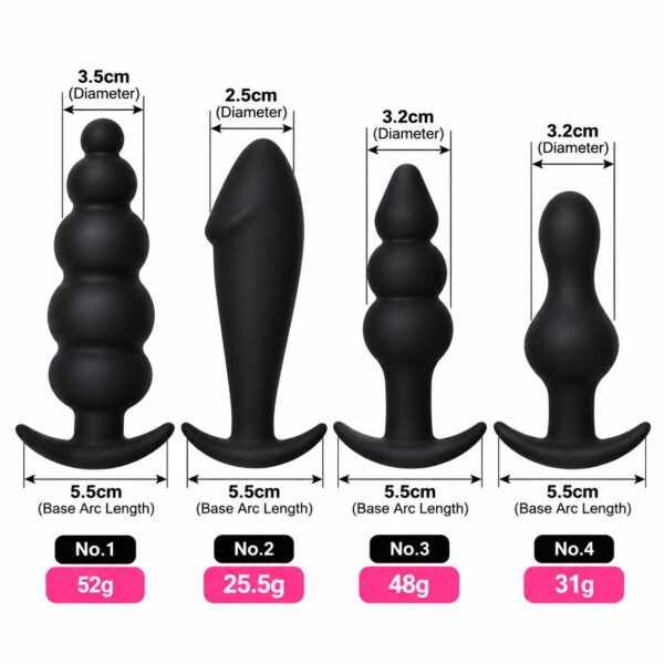 4-Piece Silicone Anal Exploration Plug Set