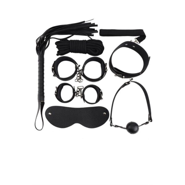 BDSM 7 Piece Bondage Set Black
