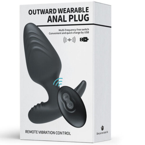 Black Ripple Wearable Anal Plug with Remote Control