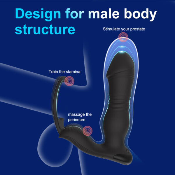 Remote Control Prostate Massager With Cock Ring - Black