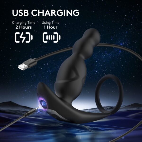 Remote Control Rotating Prostate Massager with Cock Ring (6) Remote Control Rotating Prostate Massager with Cock Ring (6)
