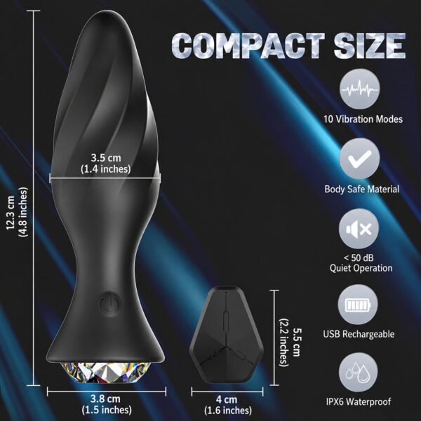 Remote-Controlled Vibrating Jewel Butt Plug