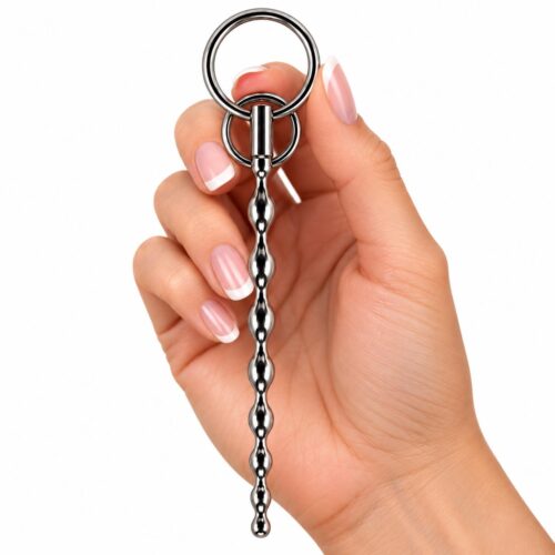 Stainless Steel Beaded Urethral Sound & Penis Plug with Ring