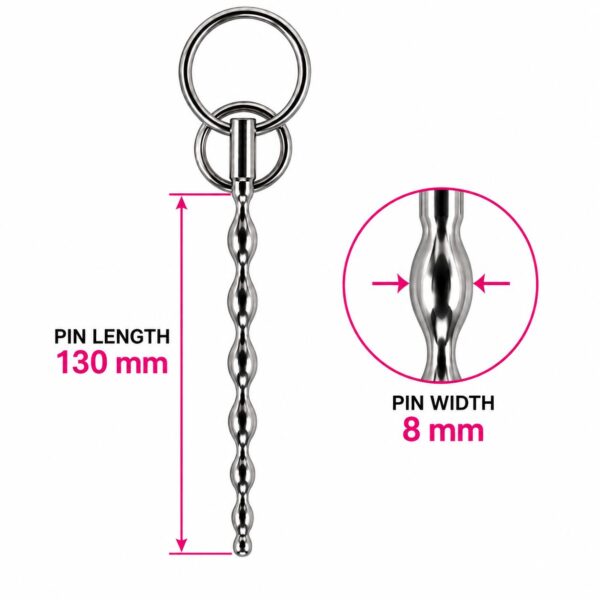 Stainless Steel Beaded Urethral Sound & Penis Plug with Ring (1)
