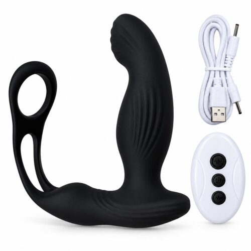 Remote-Controlled Heated Prostate Massager with Ring – Black