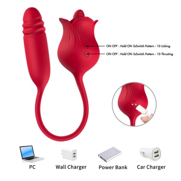 Rose Bloom 2-in-1 Licking and Thrusting Vibrator (4)
